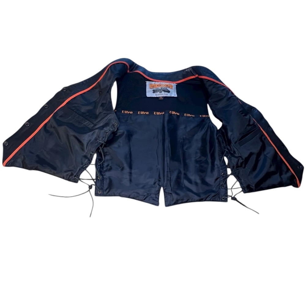 Motorcycle Outpost Biker Snap Front Side Lace Black Leather Vest Women (XL)‎ - Picture 11 of 16